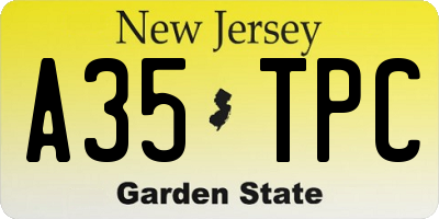NJ license plate A35TPC