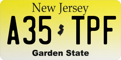 NJ license plate A35TPF