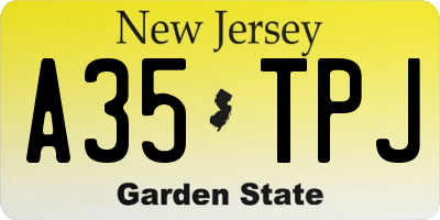 NJ license plate A35TPJ