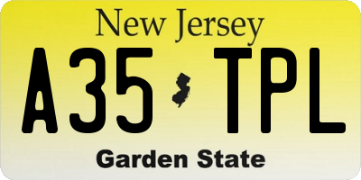 NJ license plate A35TPL