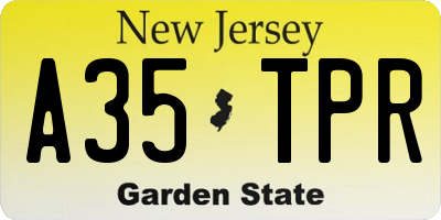 NJ license plate A35TPR