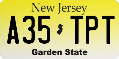 NJ license plate A35TPT