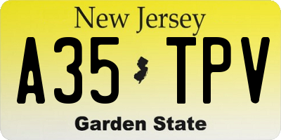 NJ license plate A35TPV