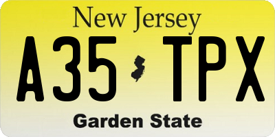 NJ license plate A35TPX