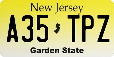 NJ license plate A35TPZ