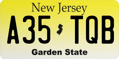 NJ license plate A35TQB