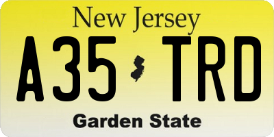 NJ license plate A35TRD