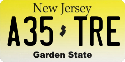 NJ license plate A35TRE