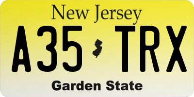 NJ license plate A35TRX