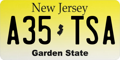 NJ license plate A35TSA