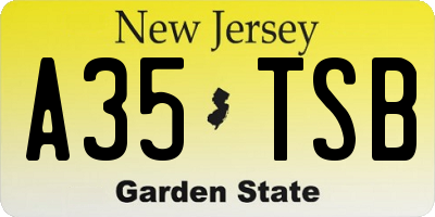 NJ license plate A35TSB