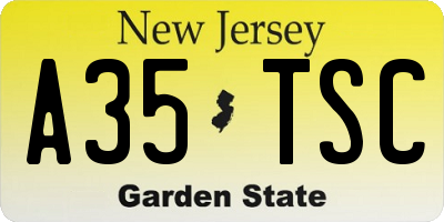 NJ license plate A35TSC