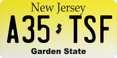 NJ license plate A35TSF