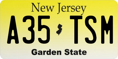NJ license plate A35TSM