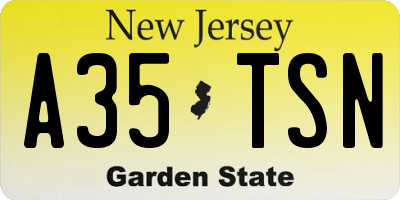 NJ license plate A35TSN