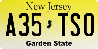 NJ license plate A35TSO