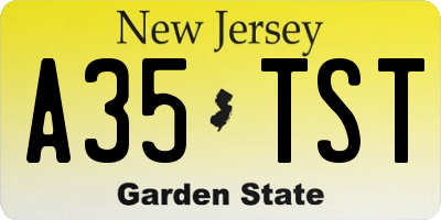NJ license plate A35TST