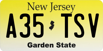 NJ license plate A35TSV