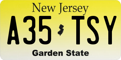NJ license plate A35TSY