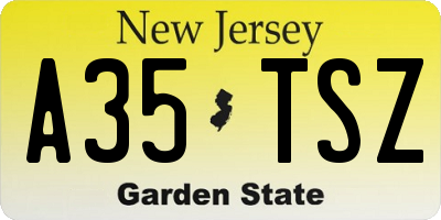 NJ license plate A35TSZ