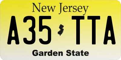 NJ license plate A35TTA