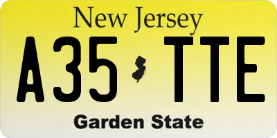 NJ license plate A35TTE