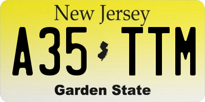 NJ license plate A35TTM