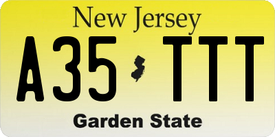 NJ license plate A35TTT