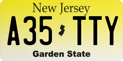 NJ license plate A35TTY
