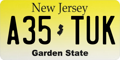 NJ license plate A35TUK