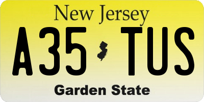 NJ license plate A35TUS