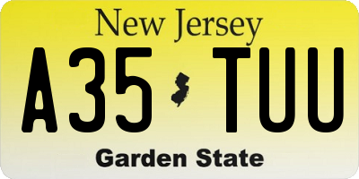 NJ license plate A35TUU