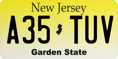 NJ license plate A35TUV