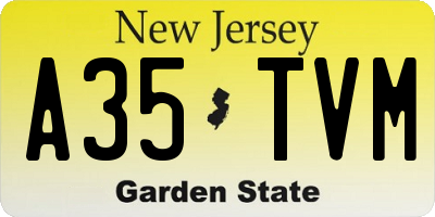 NJ license plate A35TVM