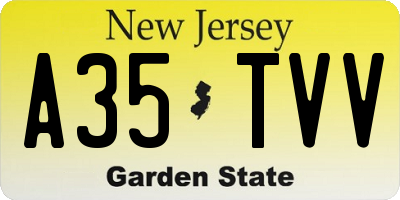 NJ license plate A35TVV