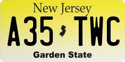 NJ license plate A35TWC