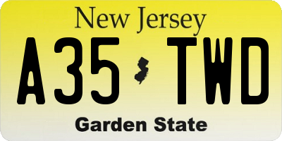 NJ license plate A35TWD