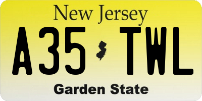 NJ license plate A35TWL