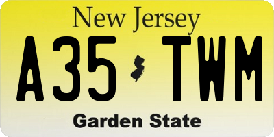 NJ license plate A35TWM