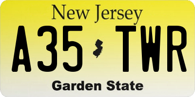 NJ license plate A35TWR