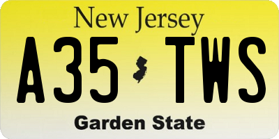 NJ license plate A35TWS