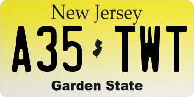 NJ license plate A35TWT