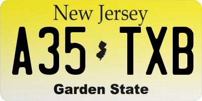 NJ license plate A35TXB