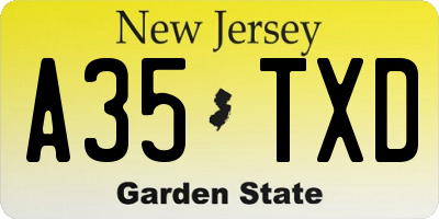 NJ license plate A35TXD