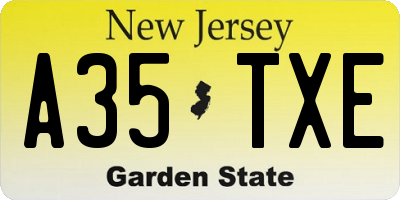 NJ license plate A35TXE