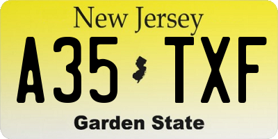 NJ license plate A35TXF