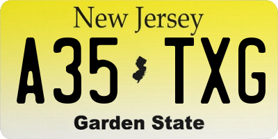 NJ license plate A35TXG