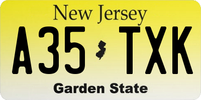 NJ license plate A35TXK
