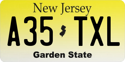 NJ license plate A35TXL