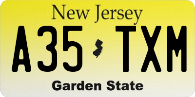 NJ license plate A35TXM